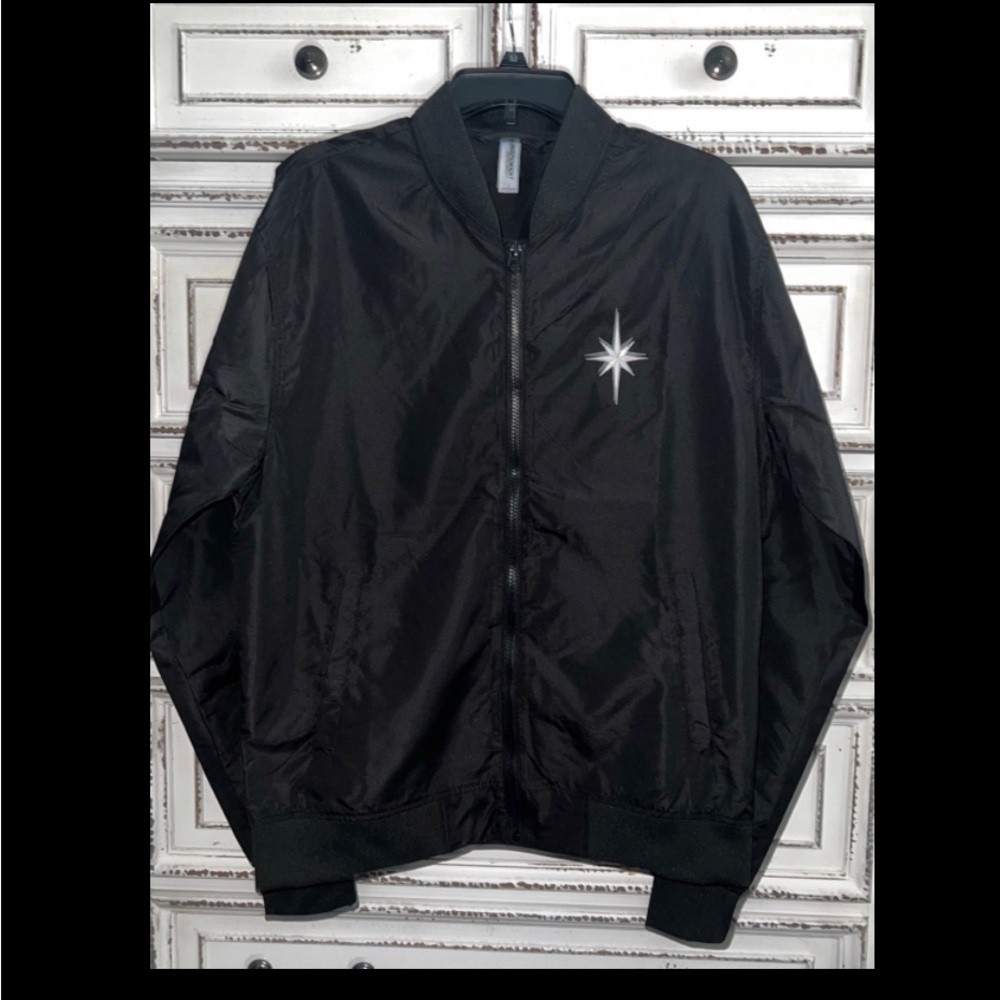 New! Black bomber jacket men’s L lightweight full zip